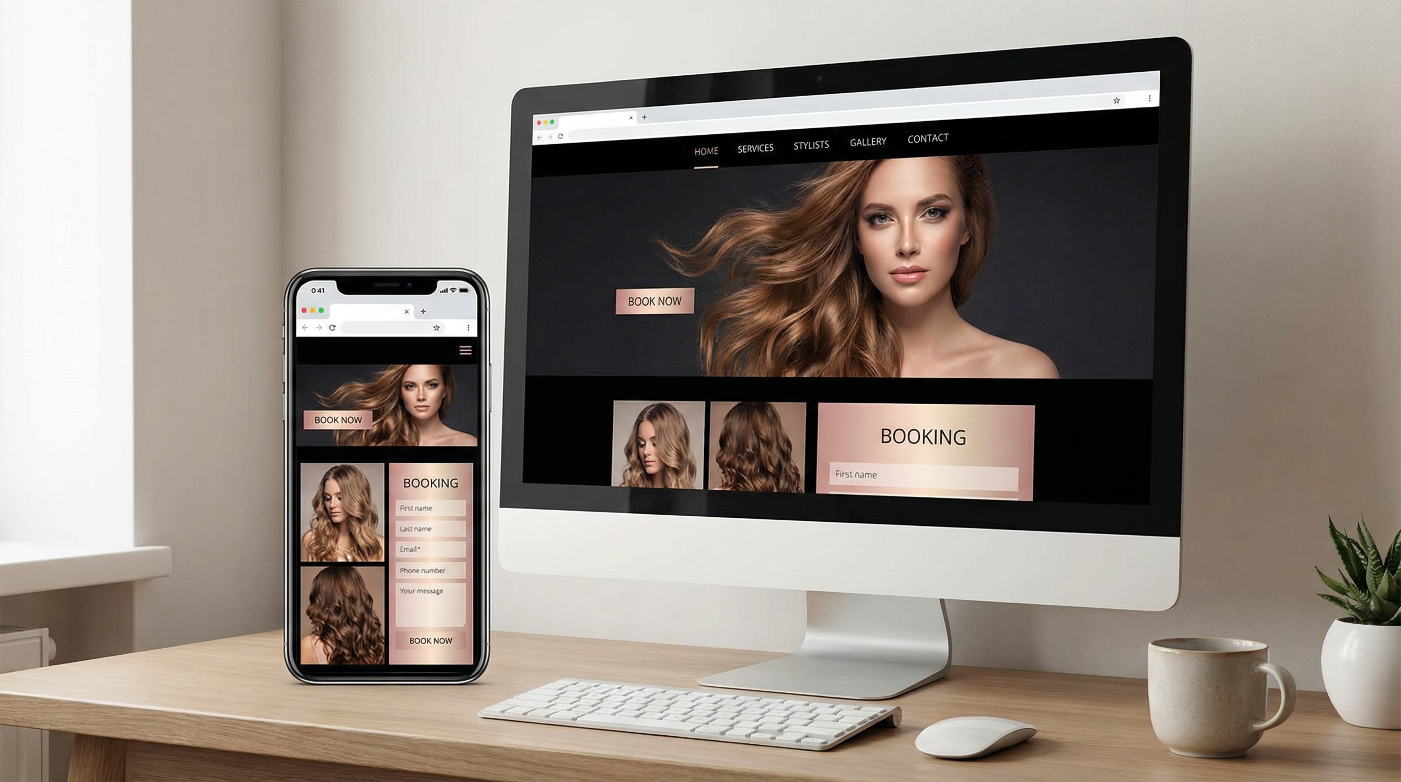 美容院のホームページモックアップ