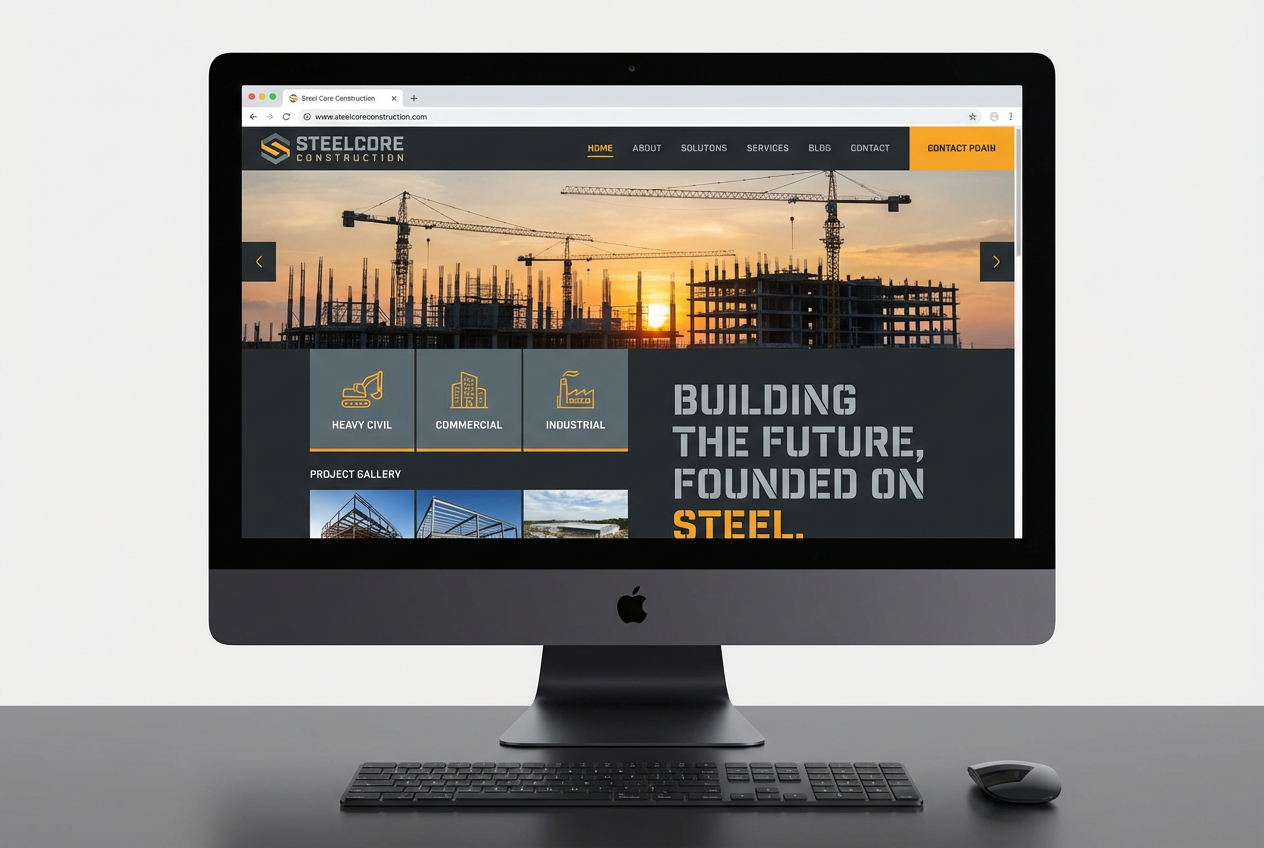 建設業のホームページモックアップ