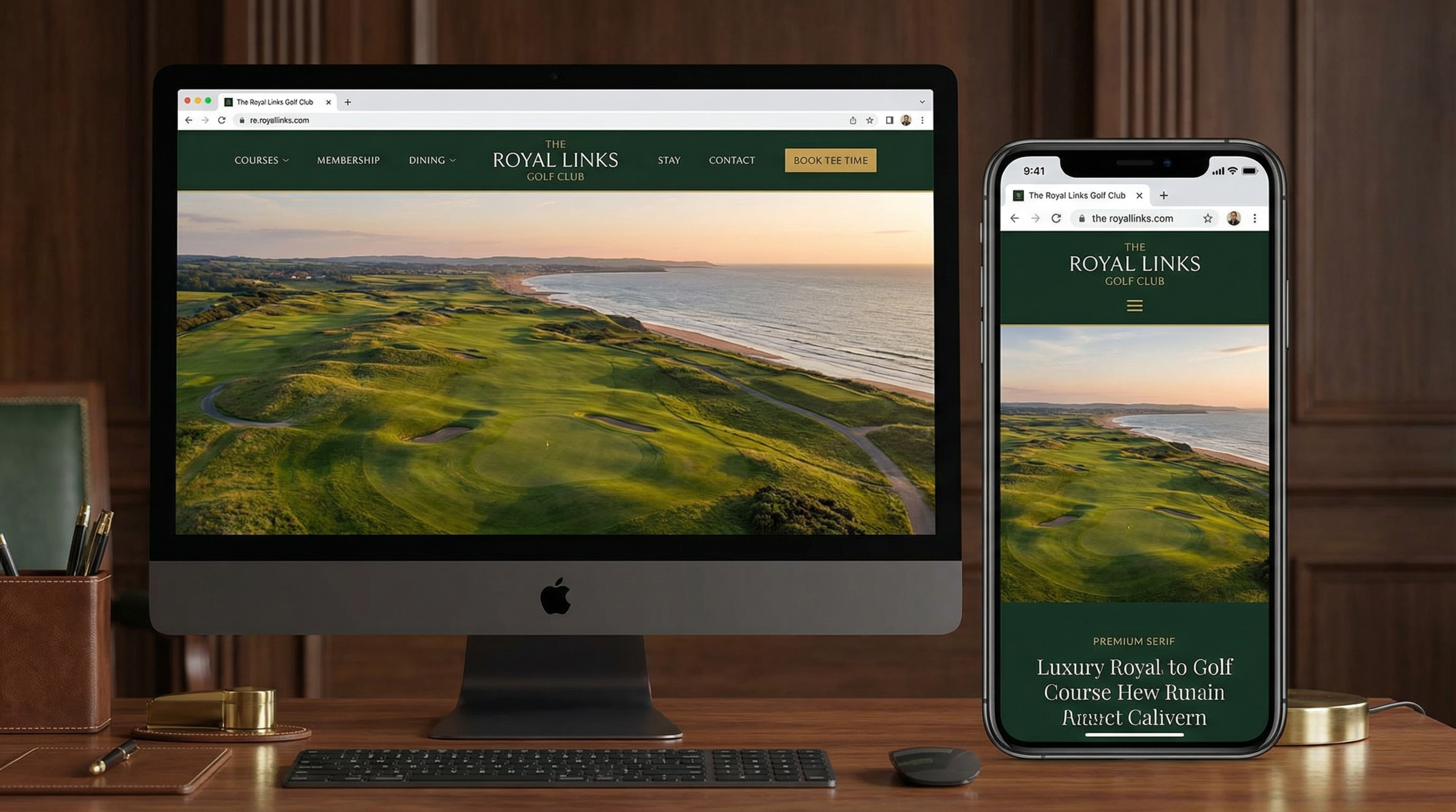 ゴルフ場のホームページモックアップ