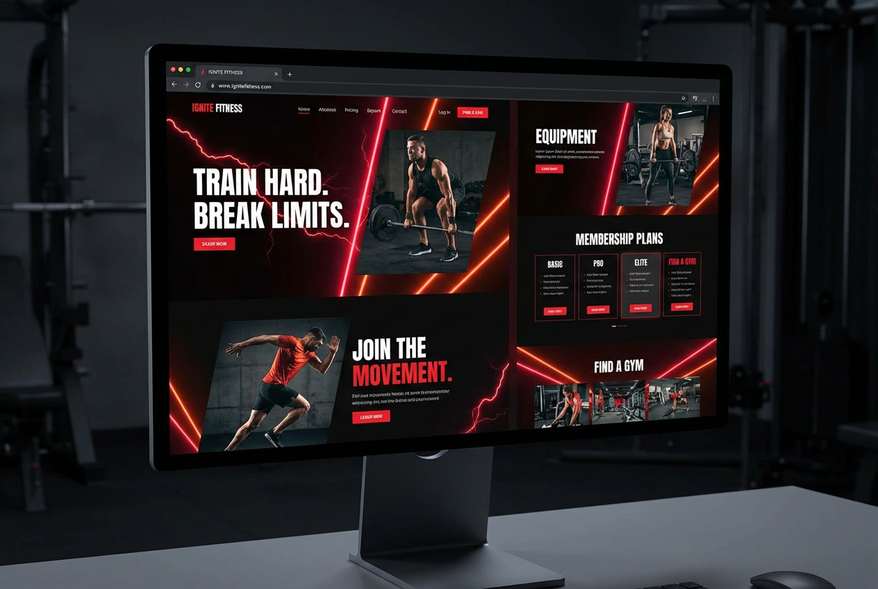 フィットネスジムのホームページモックアップ