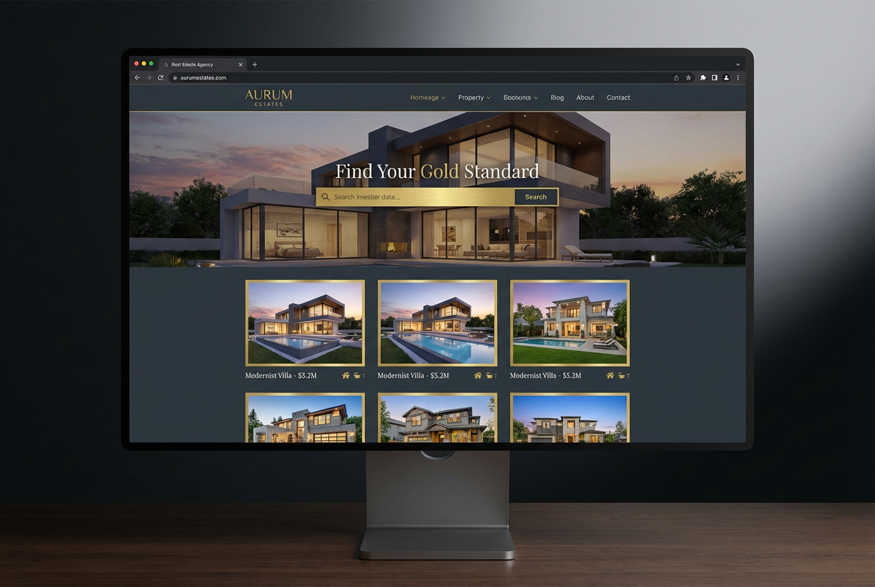 不動産業のホームページモックアップ