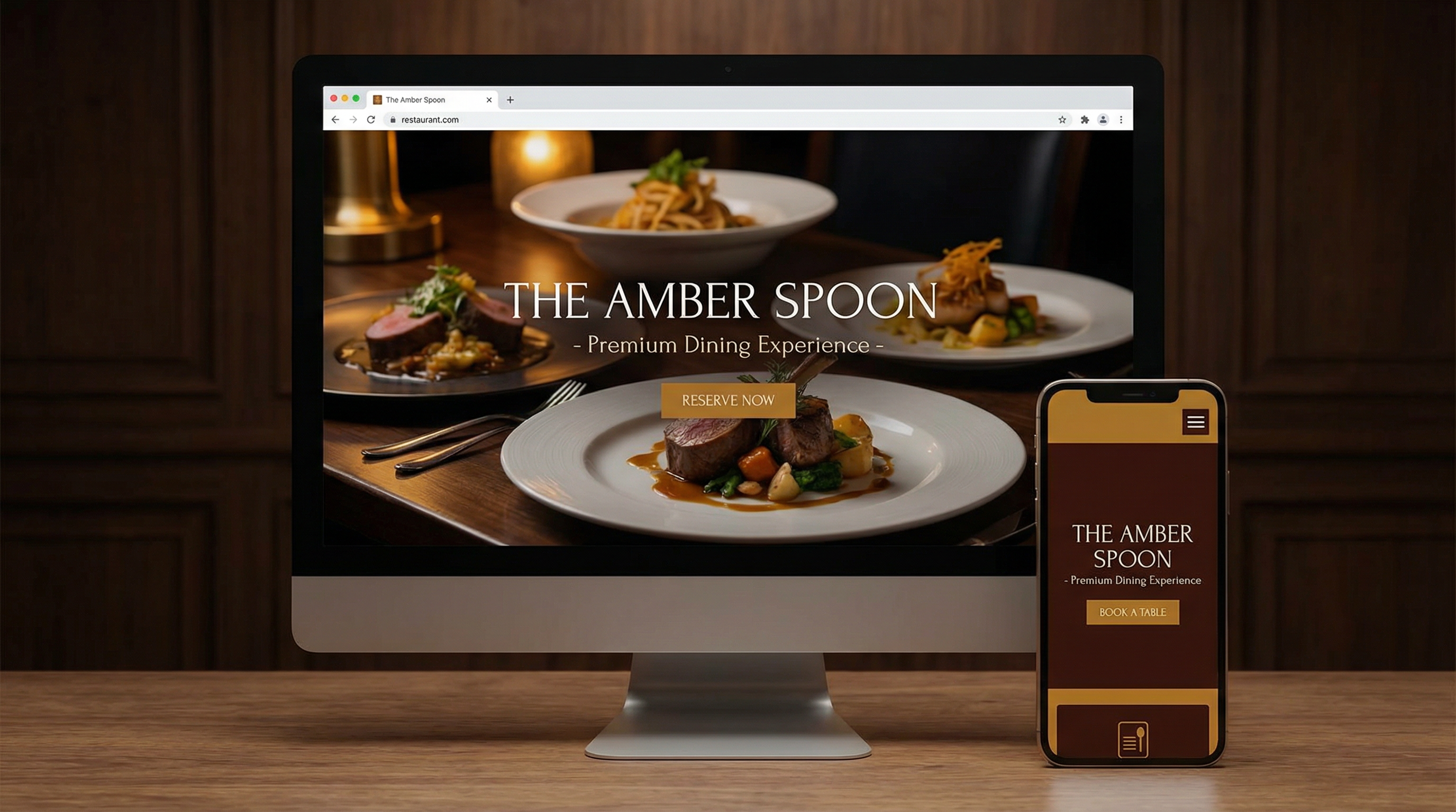 飲食店のホームページモックアップ